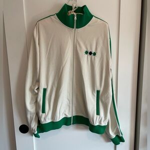 sf/425 mens ivory and green retro track zip up jacket💕